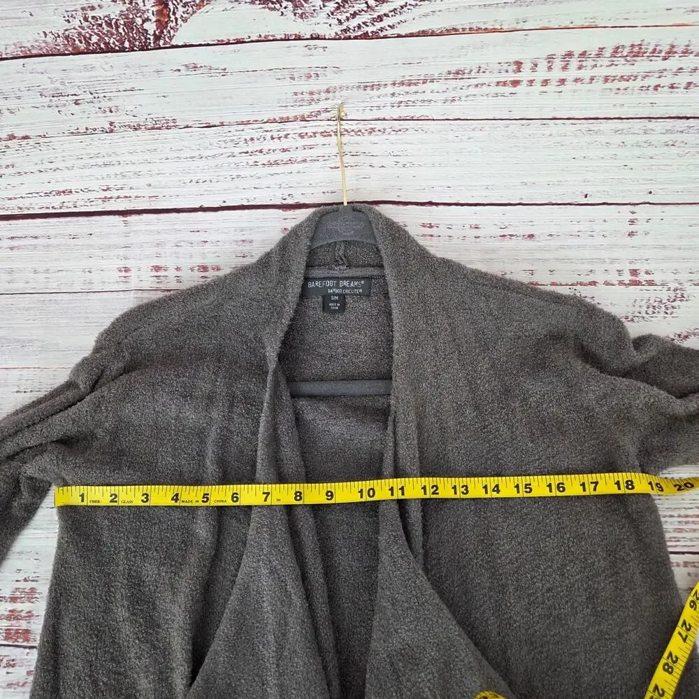 Barefoot Dreams Bamboo Chic Lite Calypso Gray Wrap Sweater S/M Neutral Minimal